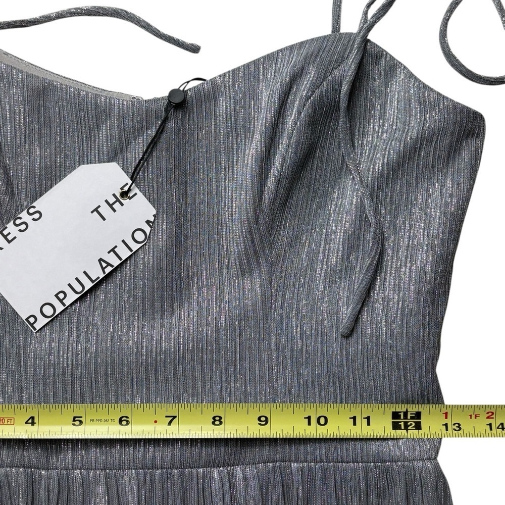 NWT Dress The Population Dream Metallic Tiered Midi Dress Size S Dove Multi - Picture 8 of 13